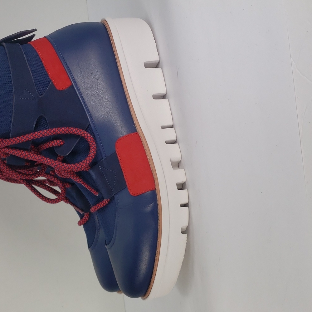 FITFLOP GLACE KNIT LEATHER MIDNIGHT NAVY RED LACE UP ANKLE BOOTS WOMEN'S 10 - Picture 5 of 15